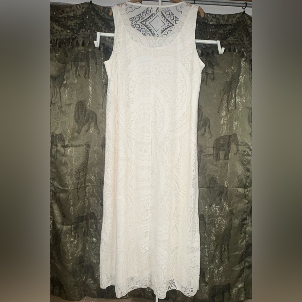 ONE WORLD Cream Crochet Lace Maxi Dress - Picture 2 of 7